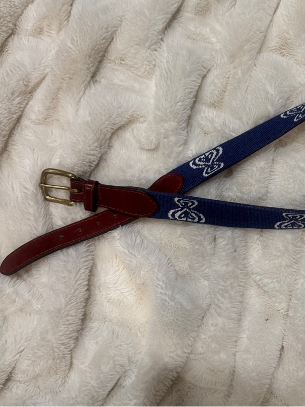 Smathers & Branson hand-stitched needlepoint Navy Blue belt size 36